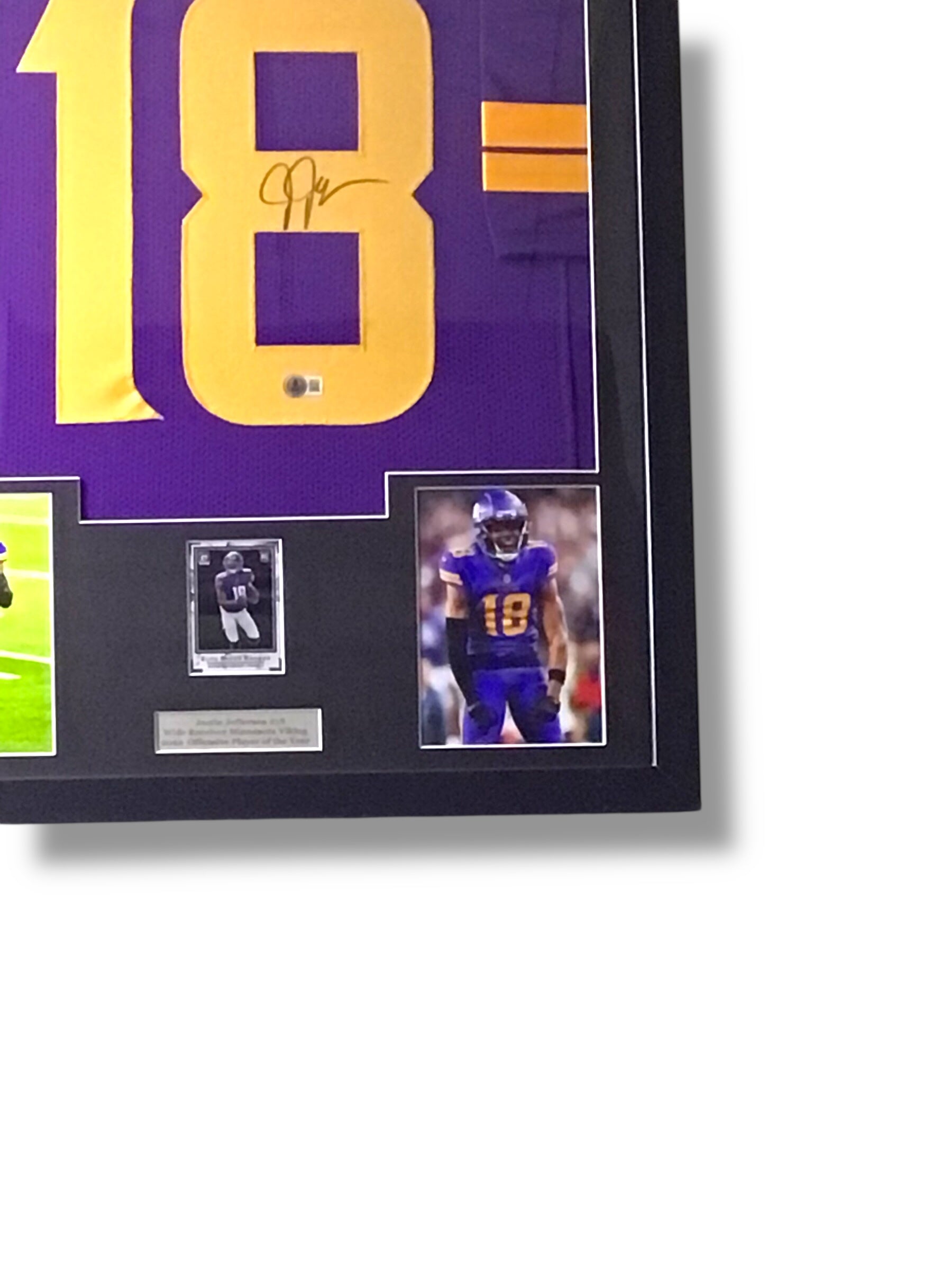 Framed Justin Jefferson Signed Jersey w/ Beckett Authentication & Rookie Card