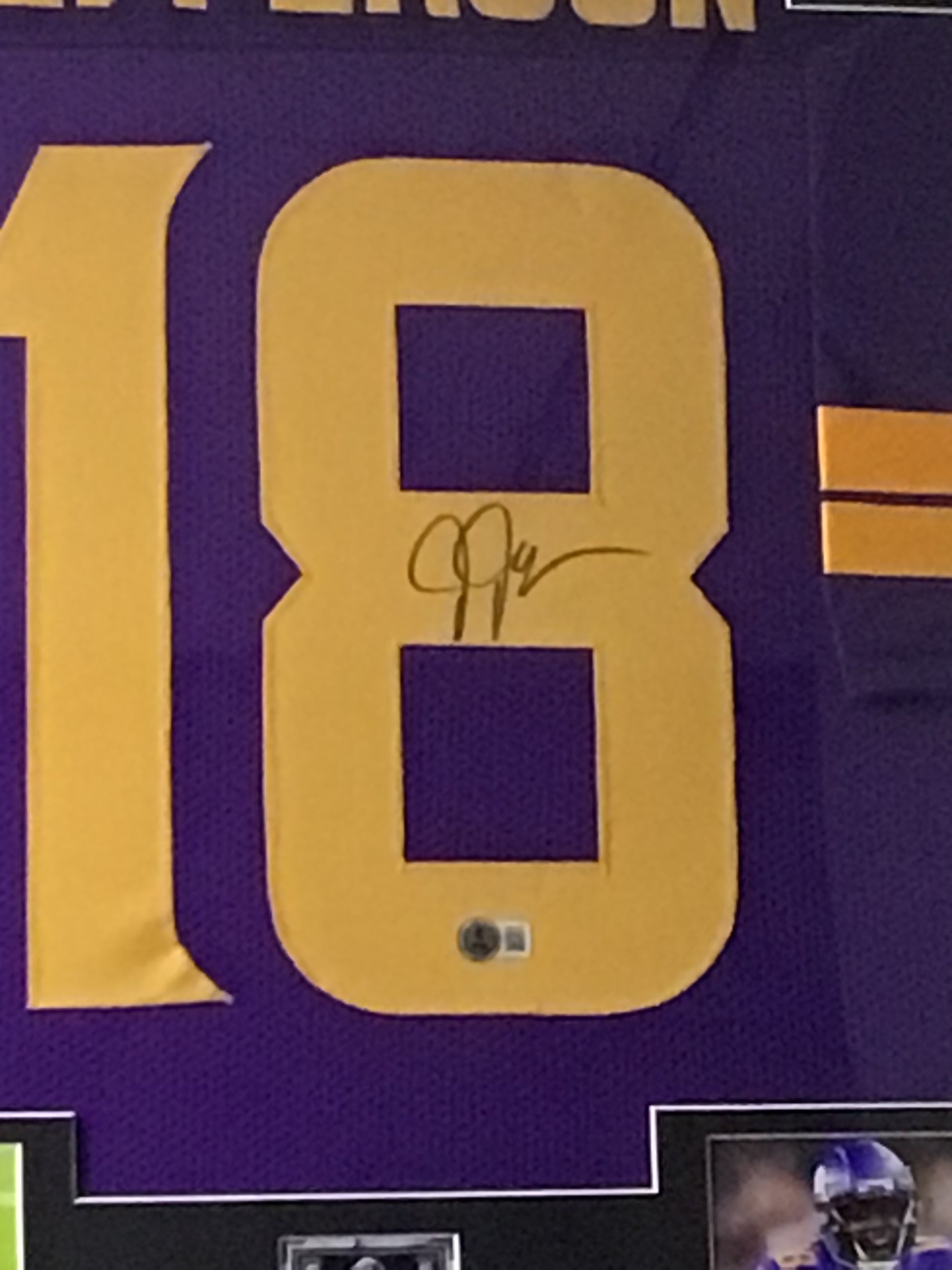 Framed Justin Jefferson Signed Jersey w/ Beckett Authentication & Rookie Card