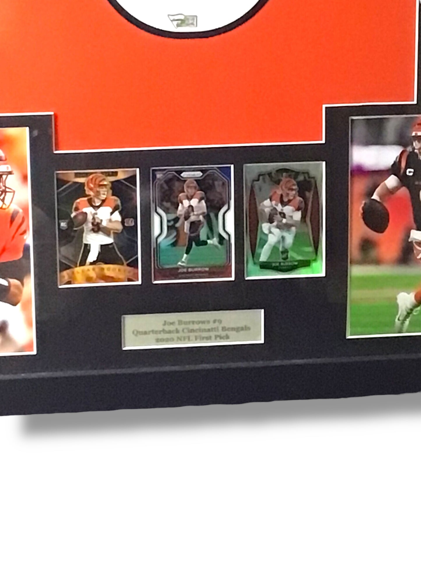 Framed Nike Joe Burrow Custom Signed Jersey Fanatics Certified w/ 4 Rookie cards 1 Insert