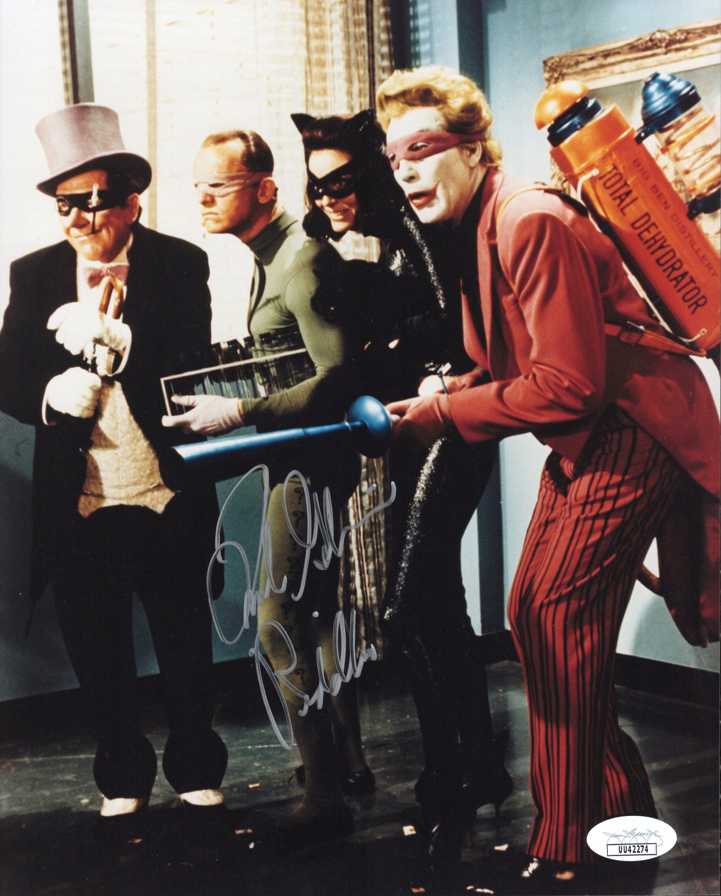 Frank Gorshin Signed Photo 8x10 as Riddler w/ Batman Villains JSA PSA
