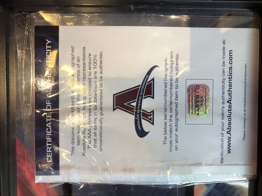 Fred Biletnikoff Raiders Autographed Mini Helmet Shadowbox w/ Card & Figure COA