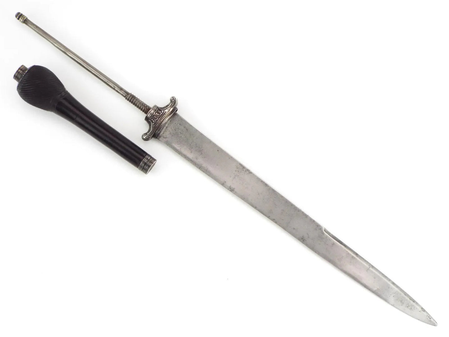 French Plug Bayonet 17th C Silver Hilt Reversible Dagger Musket Mount