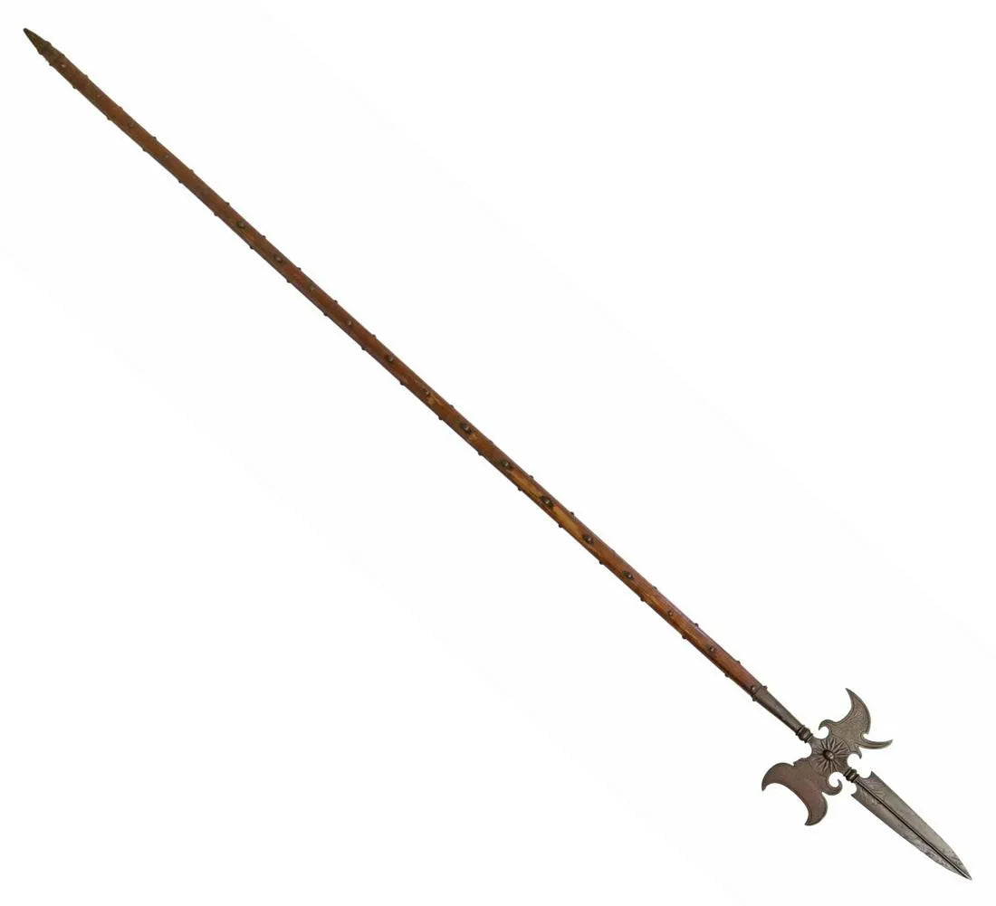 French Renaissance Style Ceremonial Halberd with Butt Plate Lizard Sticker point complete shaft