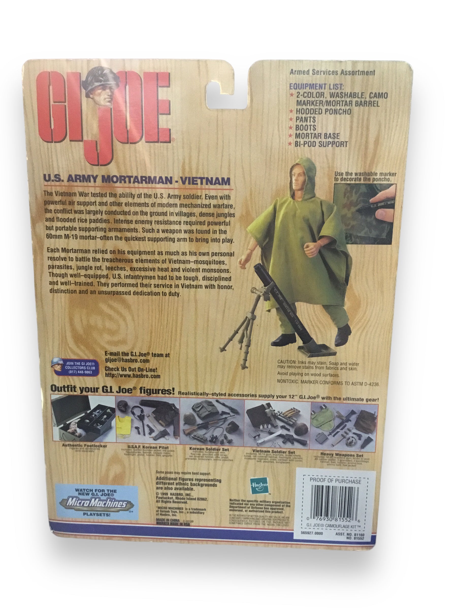 GI Joe Camouflage Kit U.S. Army Mortarman