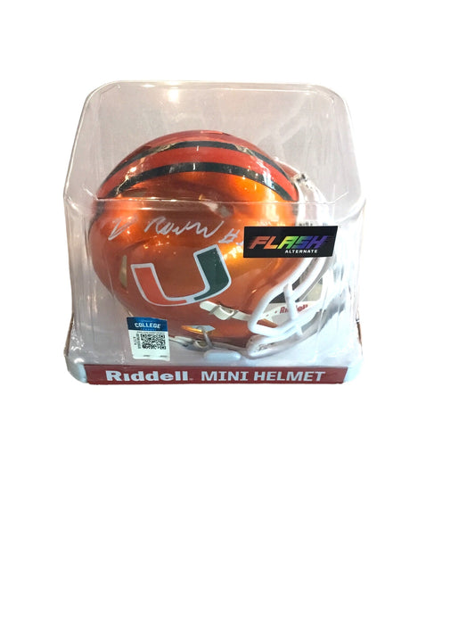 GREG ROUSSEAU AUTOGRAPHED SIGNED MIAMI HURRICANES FLASH MINI HELMET JSA COA
