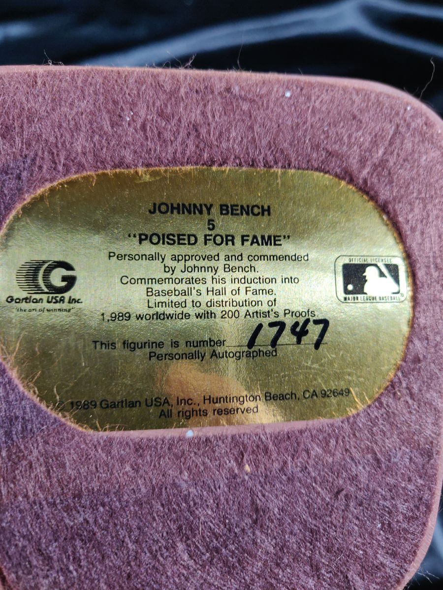 Gartlan Johnny Bench Autographed Cold Cast Baseball Figure #1747/1989 Certified