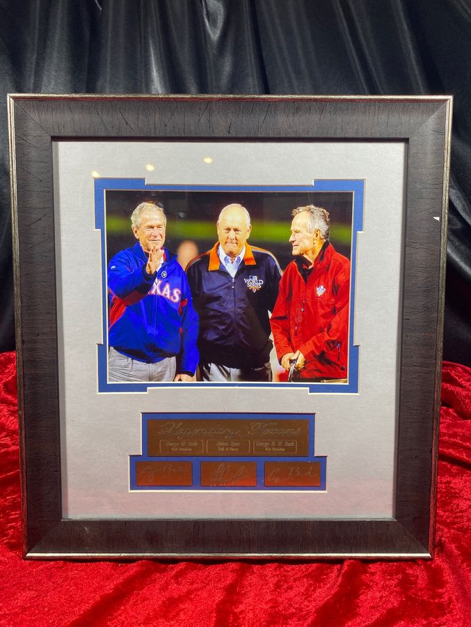 George Bush Jr. and Sr. and Nolan Ryan 3D Matted Plaque
