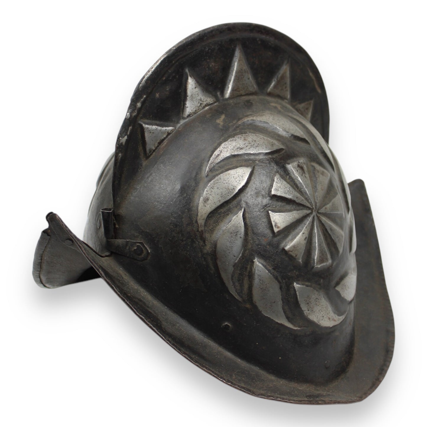 German Black and White Morion Helmet (Late 16th–Early 17th Century)