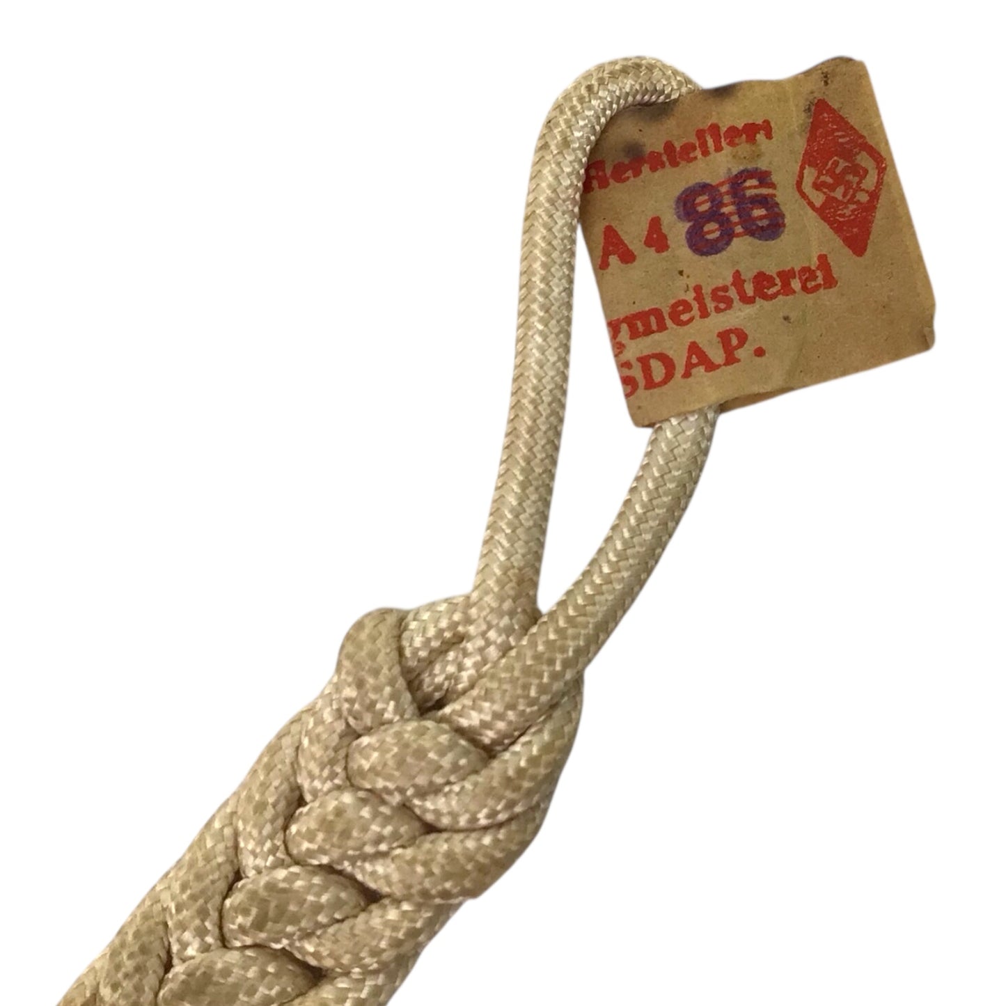 German Hitler Youth HJ/DJ White Whistle Lanyard with RZM Tag