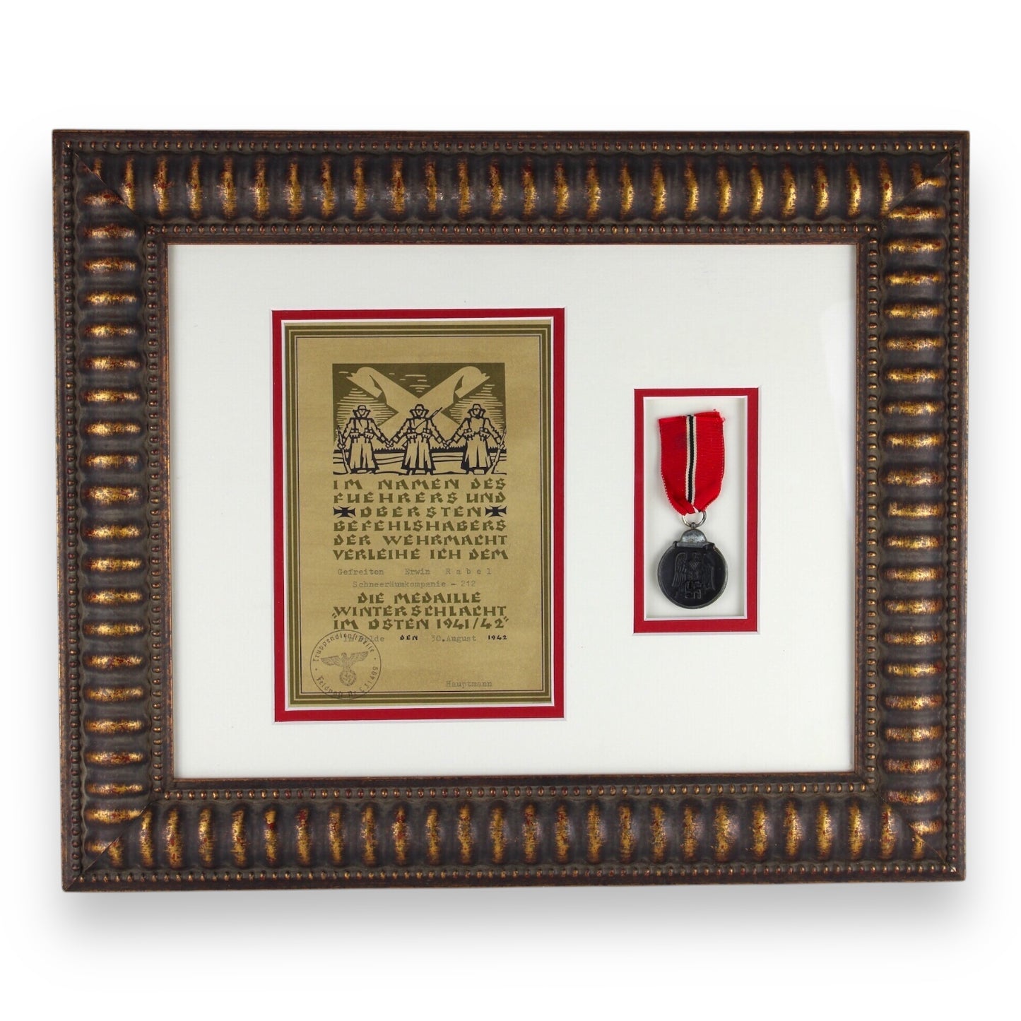 German WW2 1941-1942 Winter Battle in the East Medal & Award Doc