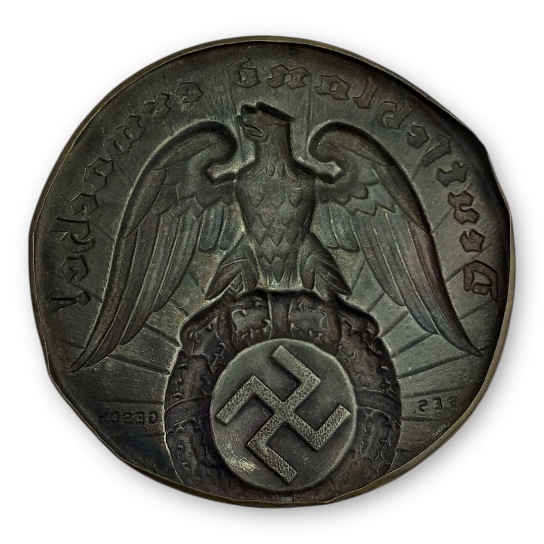German WW2 "Deutschland Erwache" Mirror - Marked "Ges. Gesch."