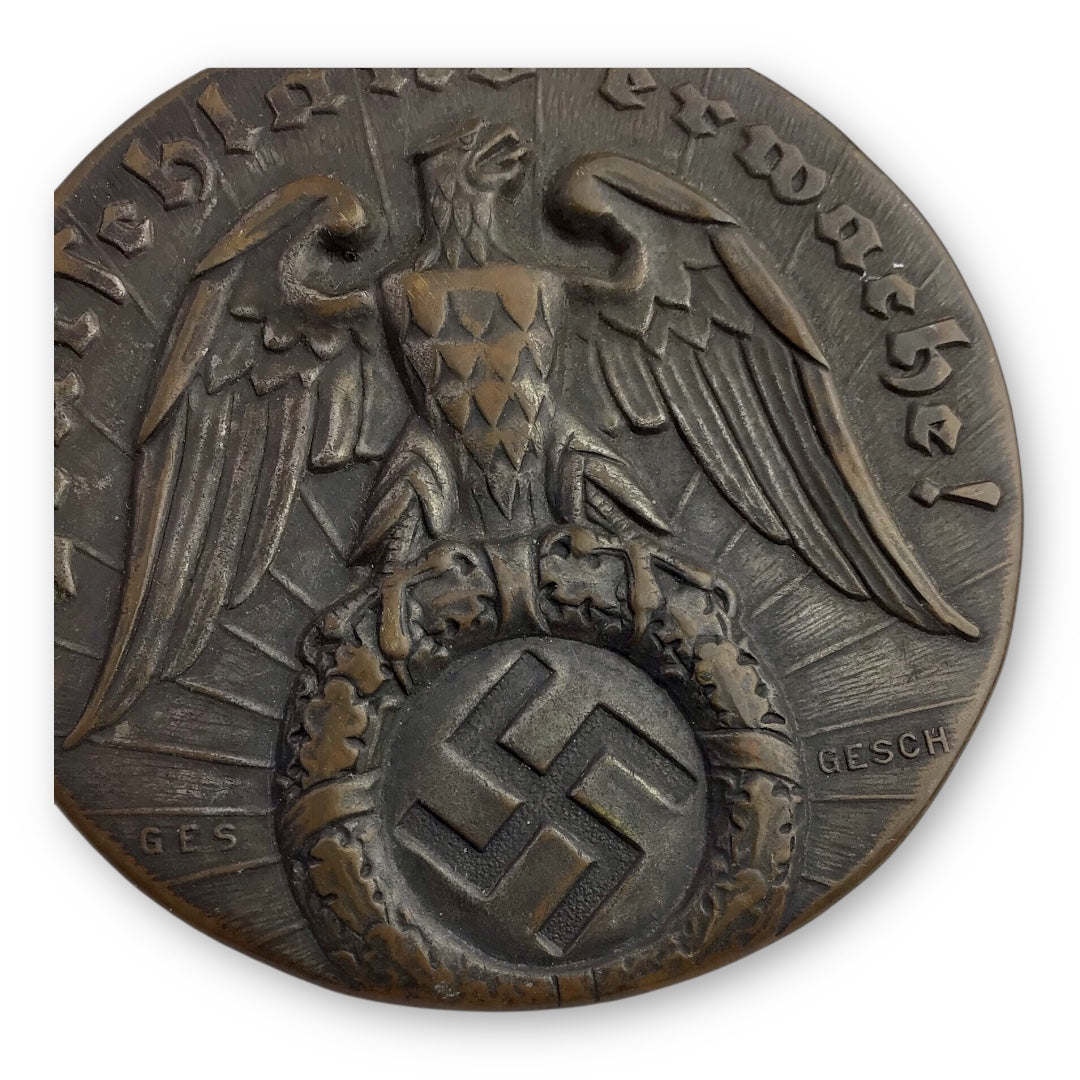 German WW2 "Deutschland Erwache" Mirror - Marked "Ges. Gesch."
