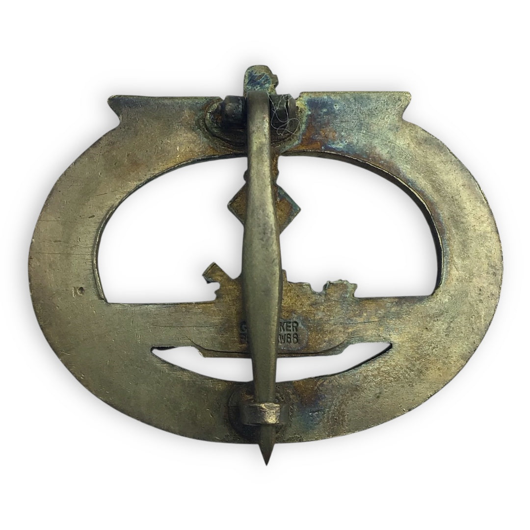 German WW2 Kriegsmarine U-Boat War Badge by G.E. Juncker - Marked