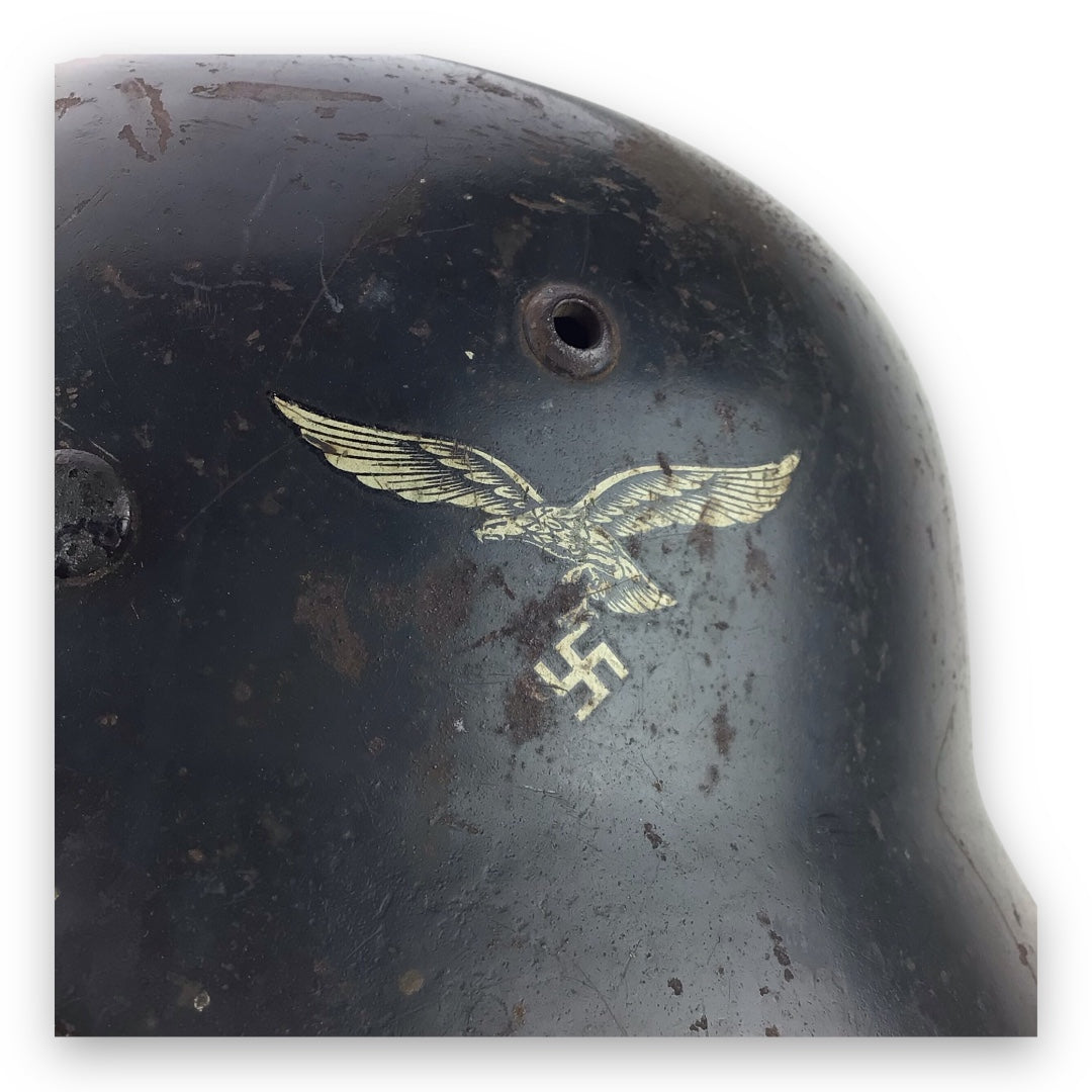 German WW2 Luftwaffe M35 SE64 Double Decal Helmet - Original Liner