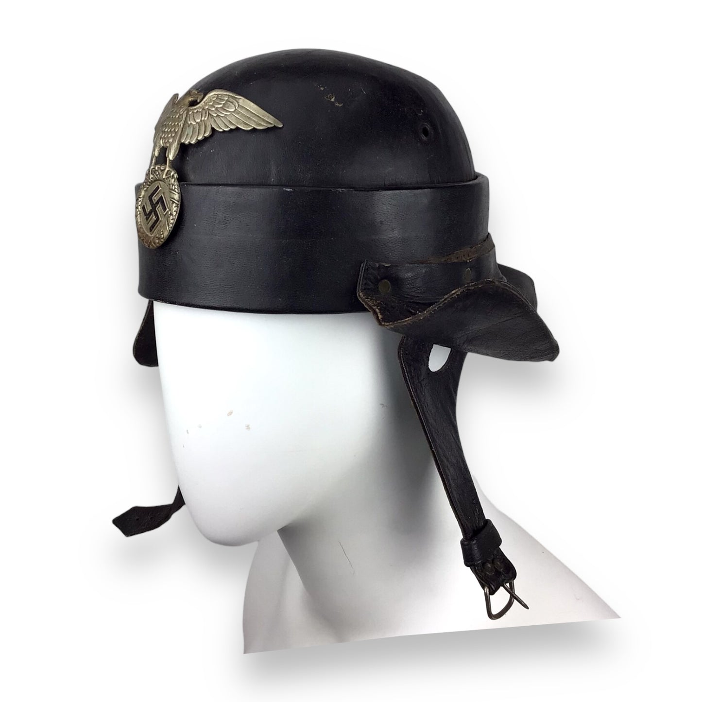 German WW2 NSKK German Motorcycle Crash Helmet w/ Eagle Insignia