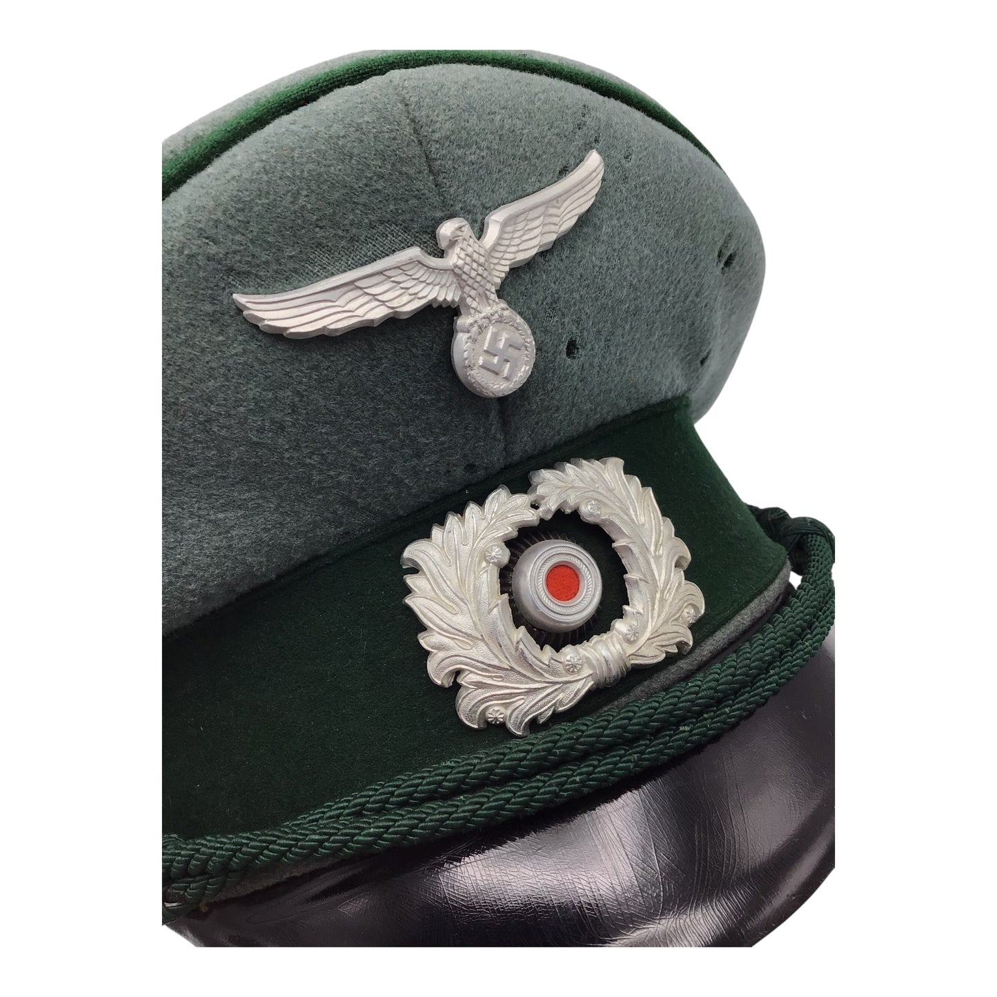 German WW2 Officer Land Custom Visor Schirmmütze (Peaked Cap) with Heer Insignia, Carl Isken of Koln Maker marked