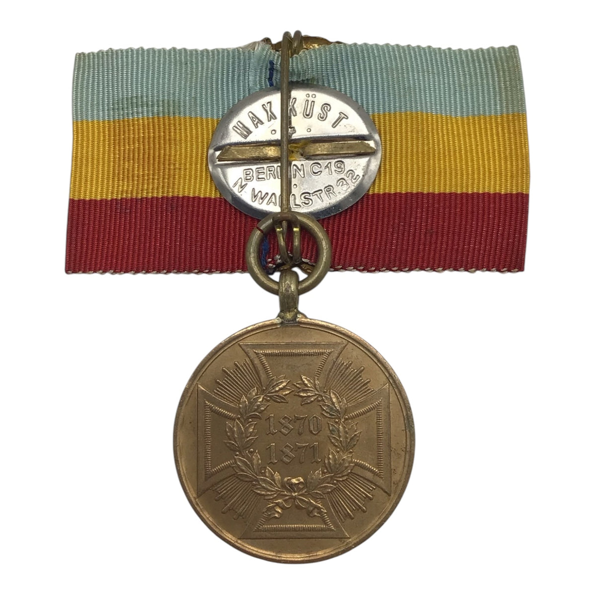German WWI Mecklenburg-Schwerin Veterans Association Badge with 1870-1871 Franco-Prussian War Medal