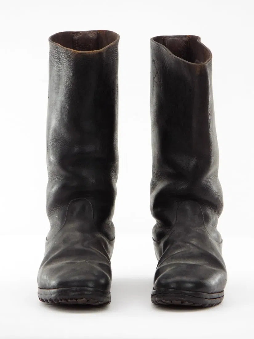 German WWII Wehrmacht or SS Black Leather Uniform Pair of Hobnail Boots