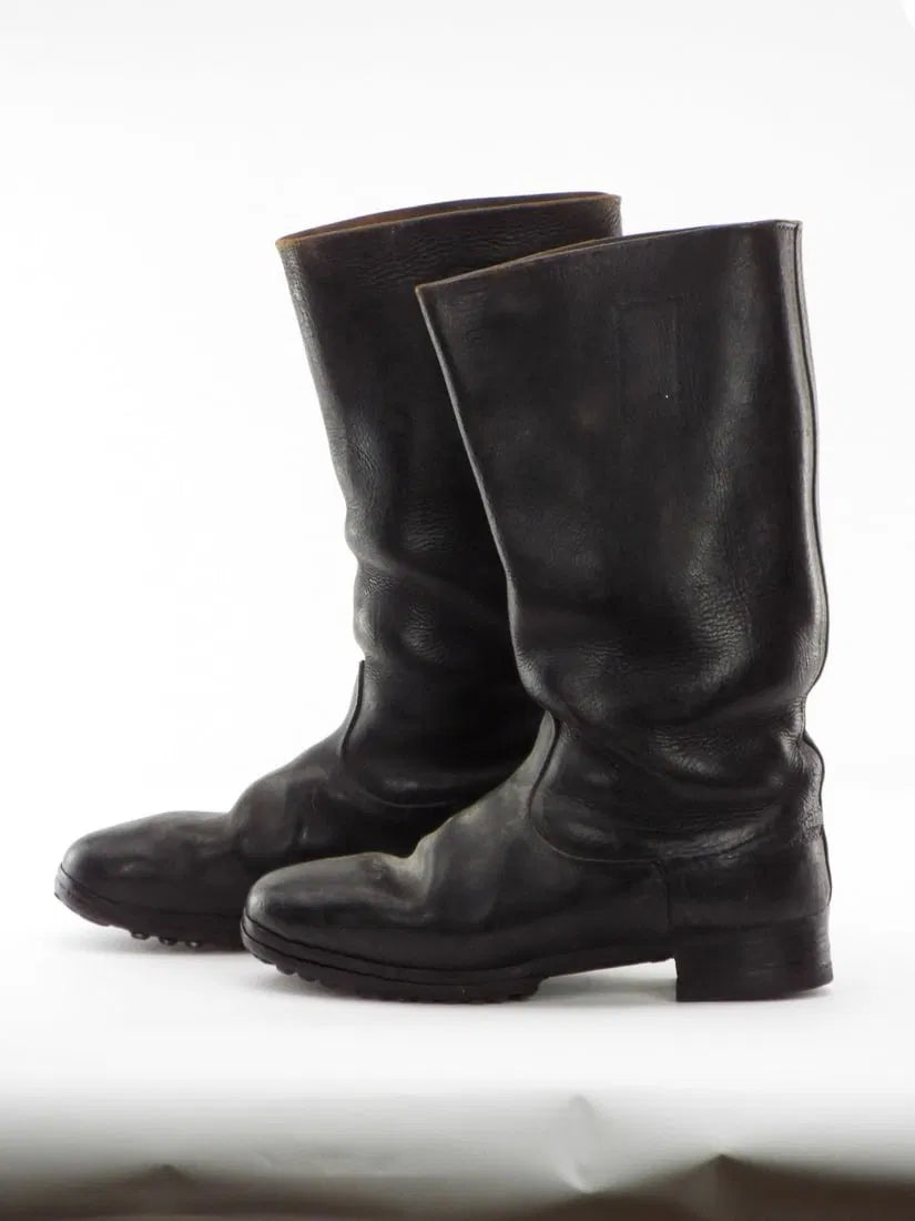 German WWII Wehrmacht or SS Black Leather Uniform Pair of Hobnail Boots