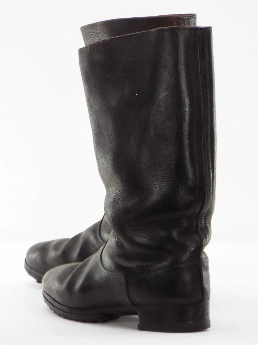 German WWII Wehrmacht or SS Black Leather Uniform Pair of Hobnail Boots