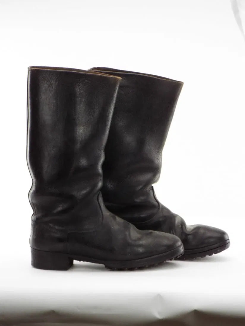 German WWII Wehrmacht or SS Black Leather Uniform Pair of Hobnail Boots