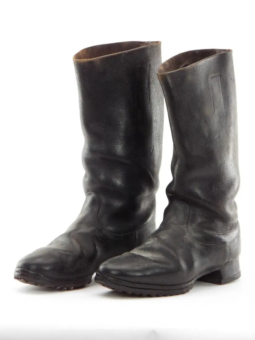 German WWII Wehrmacht or SS Black Leather Uniform Pair of Hobnail Boots