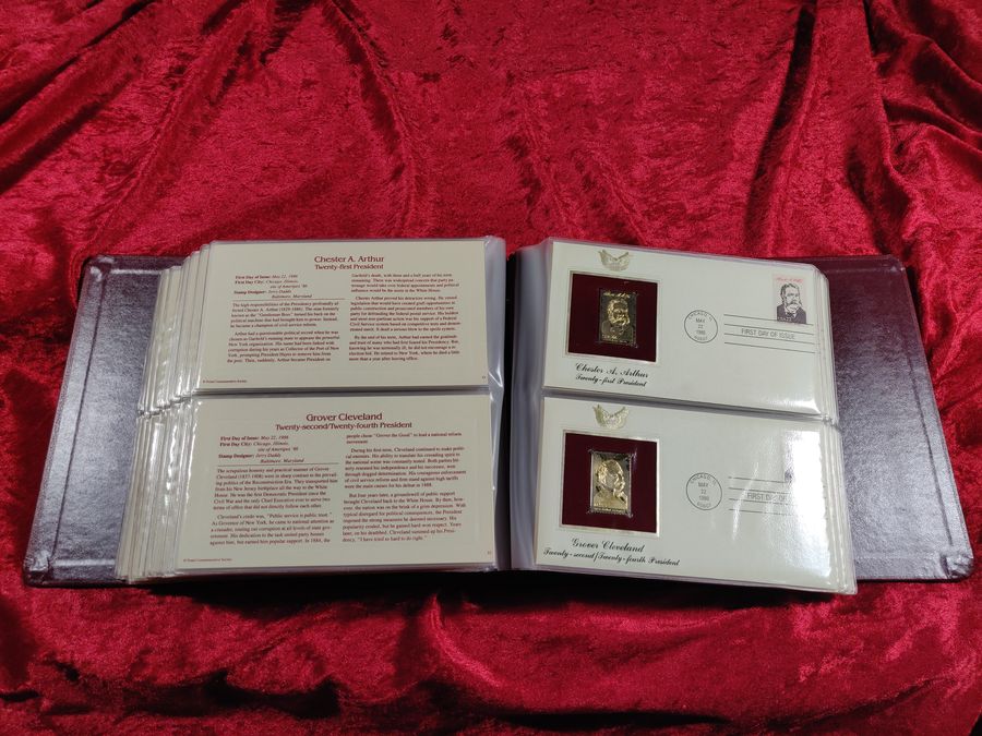 Golden Replicas of 1986 U.S. Presidents Stamps 22kt Proof Replicas Set of 36