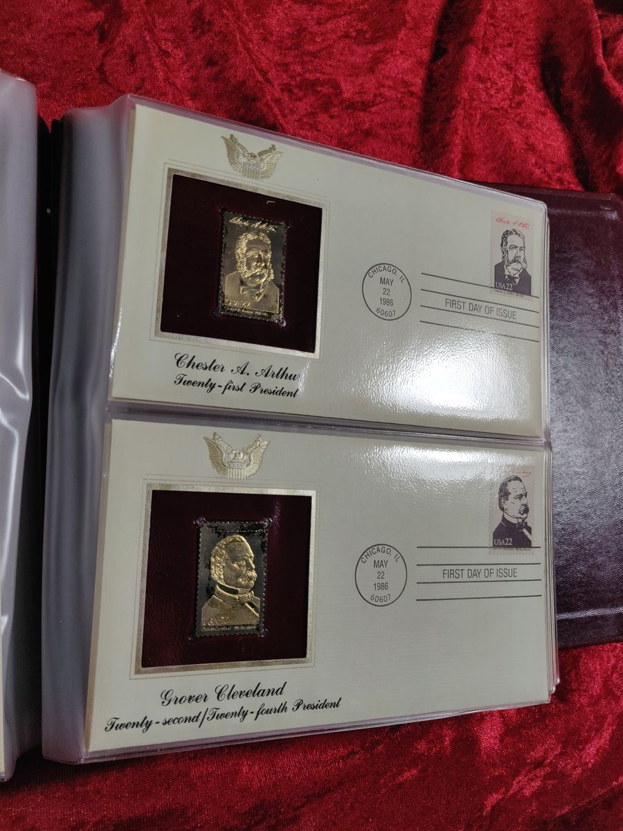 Golden Replicas of 1986 U.S. Presidents Stamps 22kt Proof Replicas Set of 36
