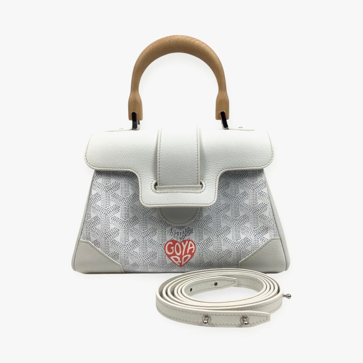 Goyard Saigon Souple Mini White Goyardine Canvas & Leather Bag - New w/ Box