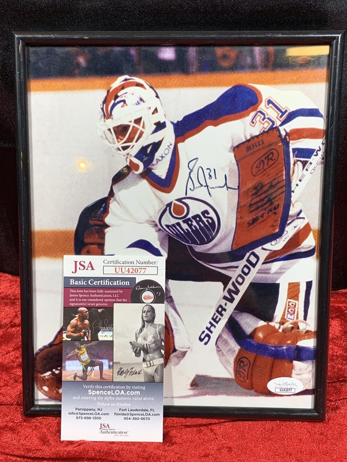 Grant Fuhr Signed Framed Photo Edmonton Oilers, JSA Certified