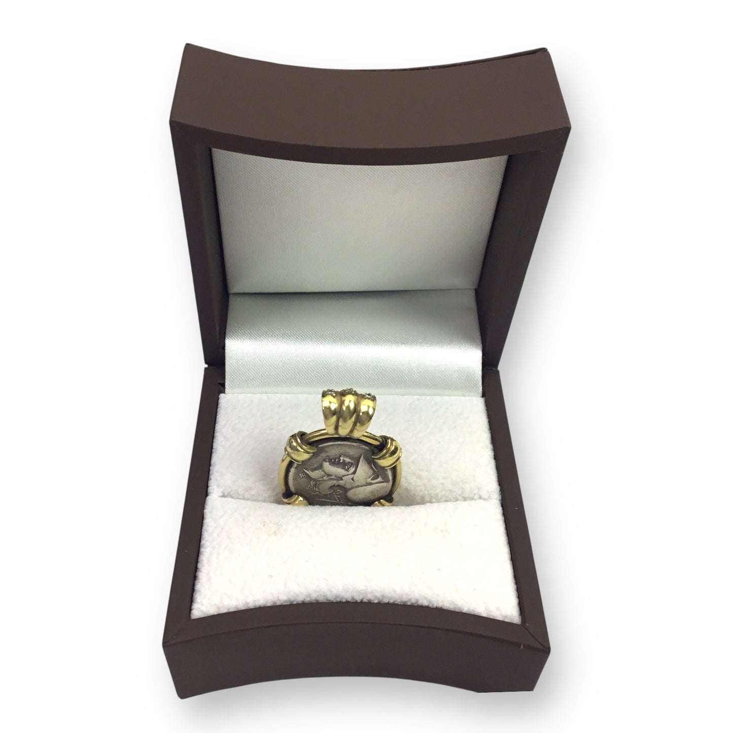Greek Coin Pendant in 18KT Gold with Diamonds – Pegasus & Athena