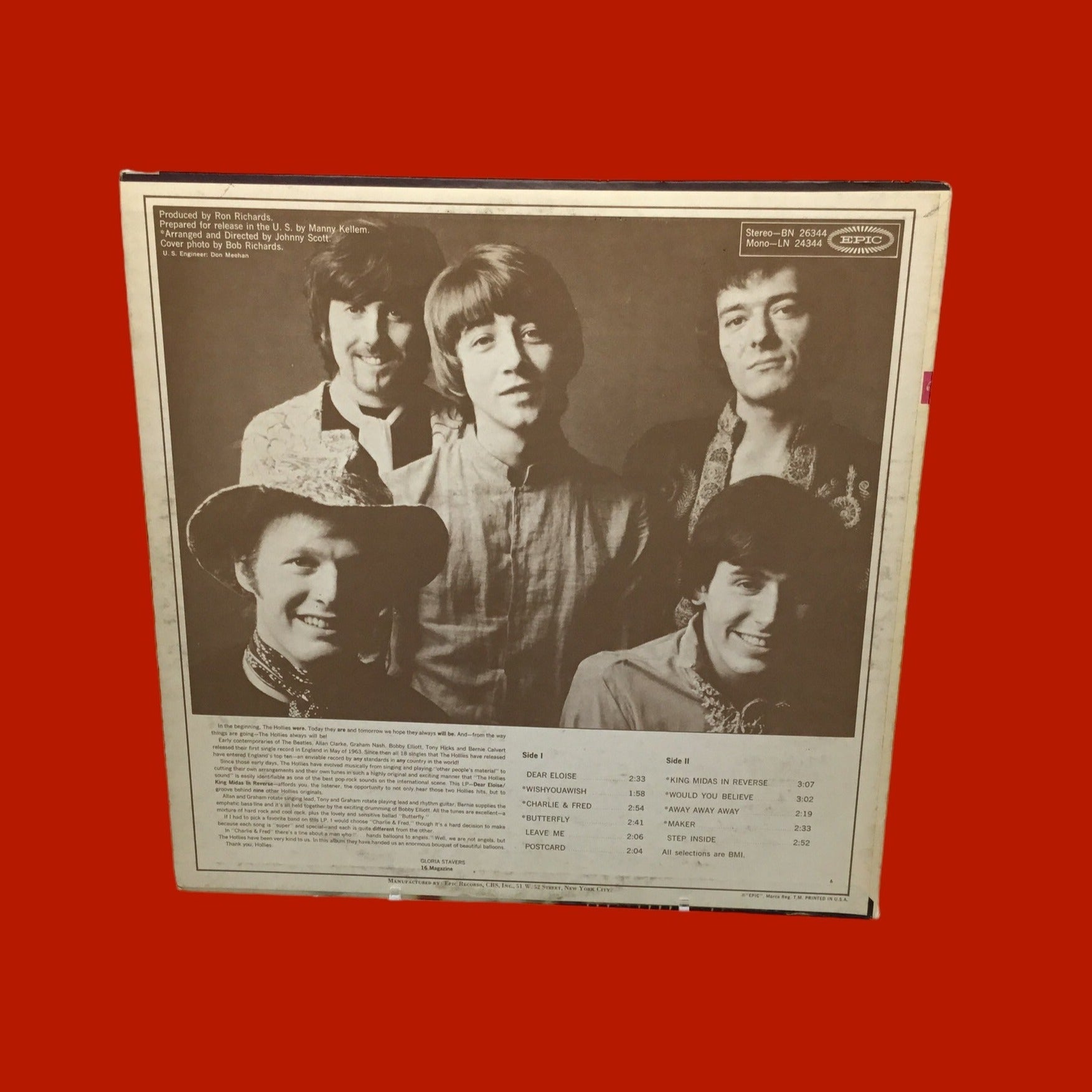 HOLLIES~DEAR ELOISE/KING MIDAS ORIGINAL 1967 EPIC Stereo