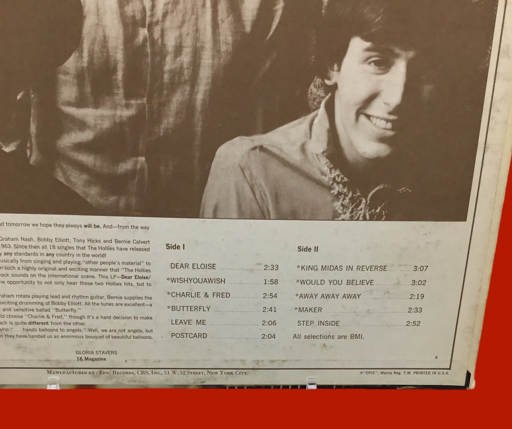 HOLLIES~DEAR ELOISE/KING MIDAS ORIGINAL 1967 EPIC Stereo