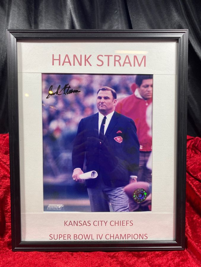 Hank Stram Signed 8x10 Framed Photo, Super Bowl IV Chiefs Legend