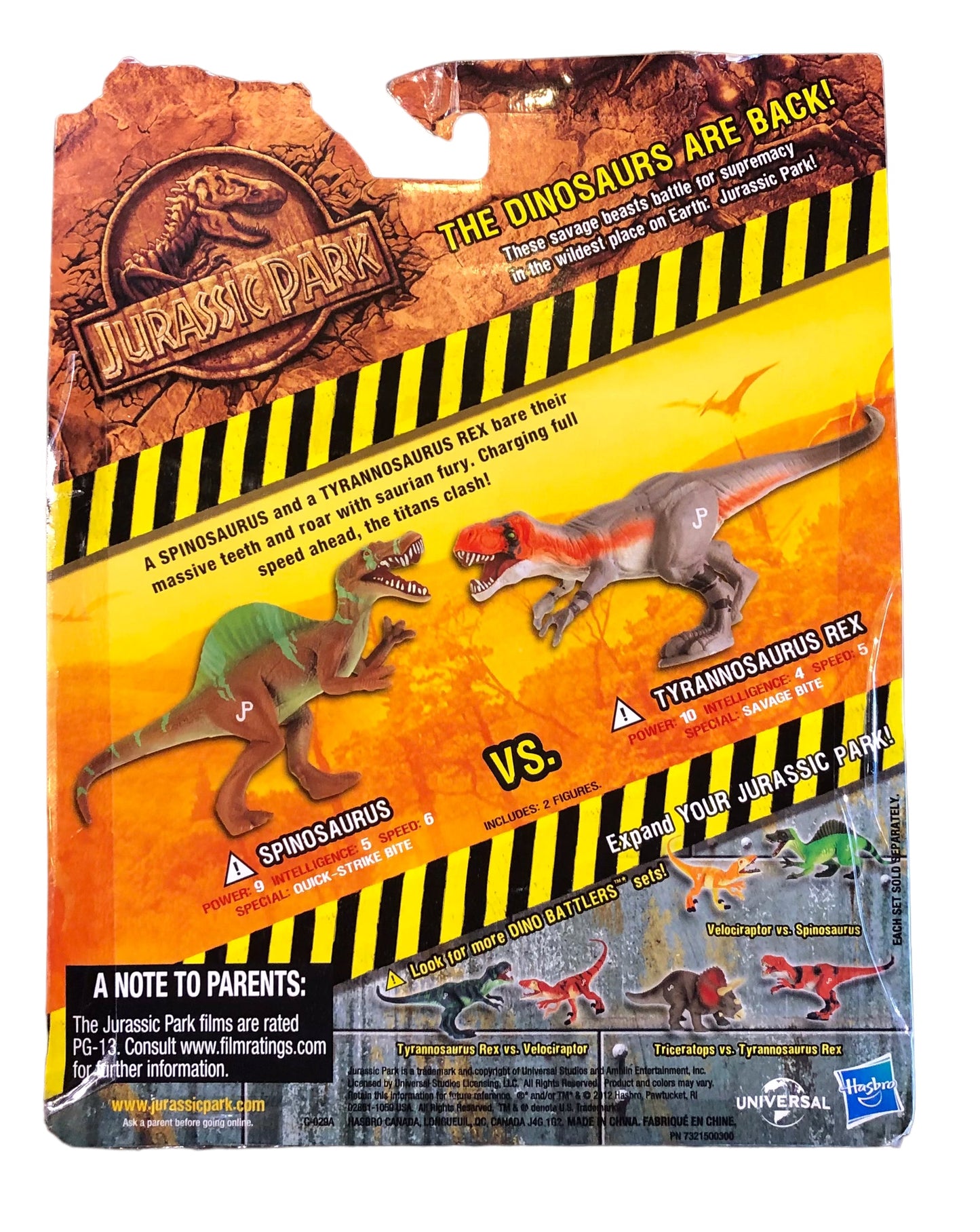 Hasbro 2012 Jurassic Park Dino Battlers Spinosaurus vs Tyrannosaurus Rex Action Figures