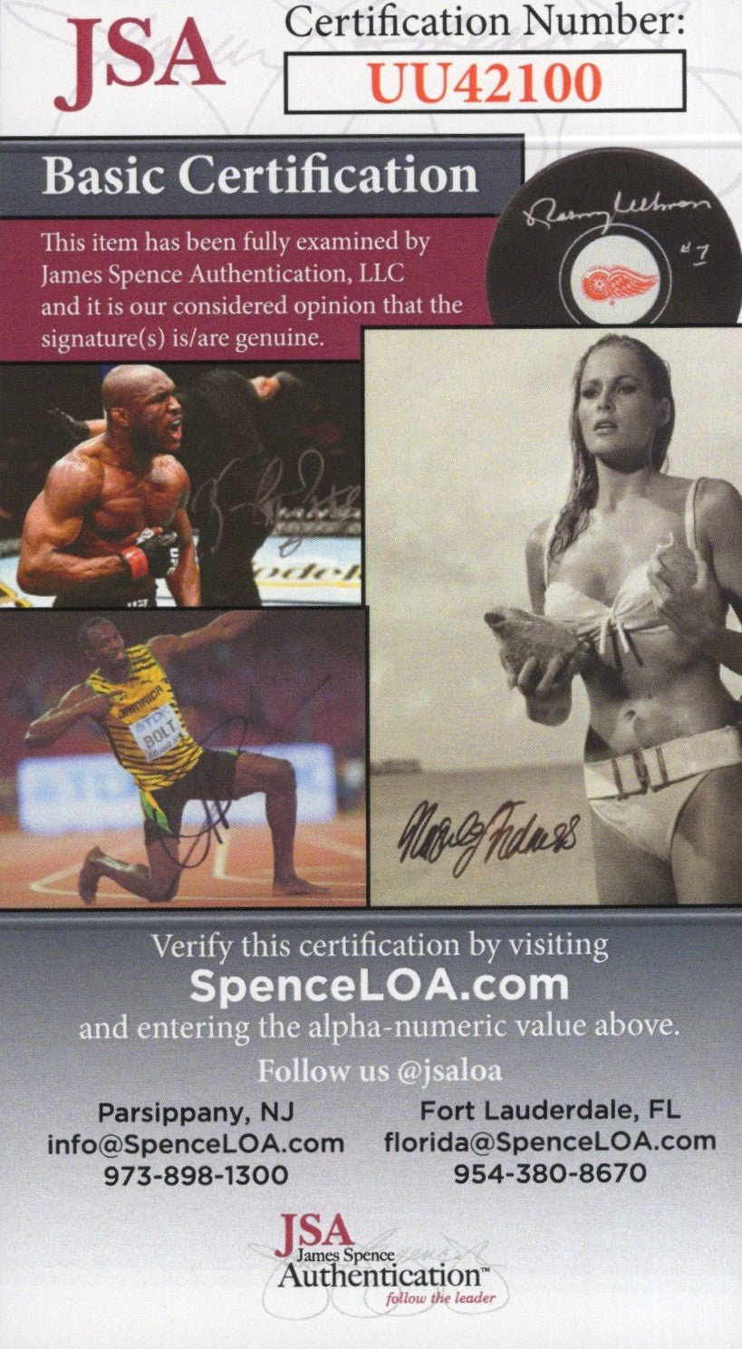 Huey Lewis Signed Index Card 2.5x3.75 on Newspaper Photo 7x5.5, Huey Lewis Autograph, JSA Certified Authentic UU42100