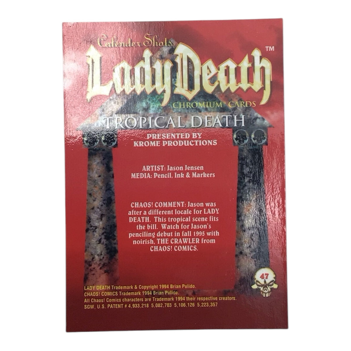Lady Death Chromium Card #47 Signed by Brian Pulido - COA