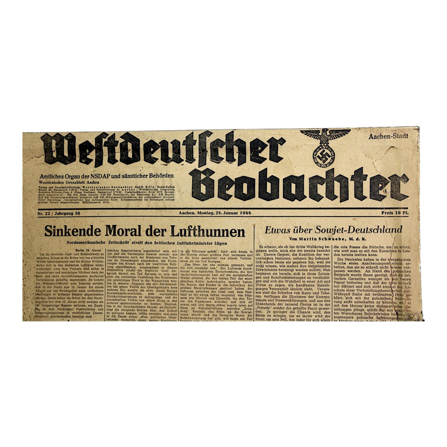 German WW2 Luftwaffe Officer NCO Colorized period photo w/ backing of Paper from January 24, 1944