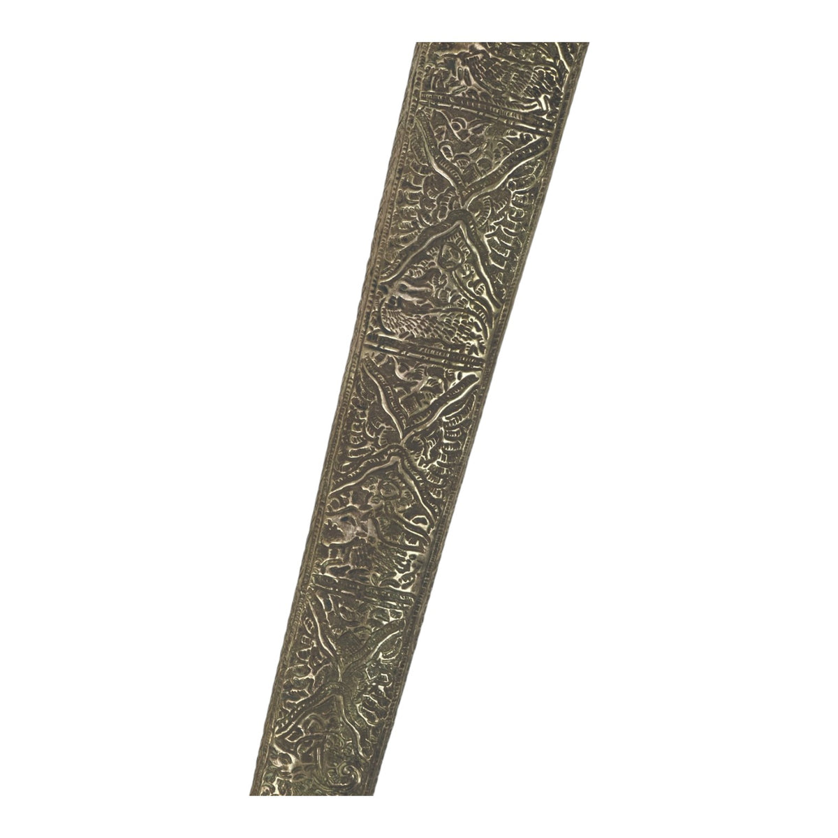 Indonesian Javanese 18th-19th Century Keris Kris with Silvered Two-Sided Sheath