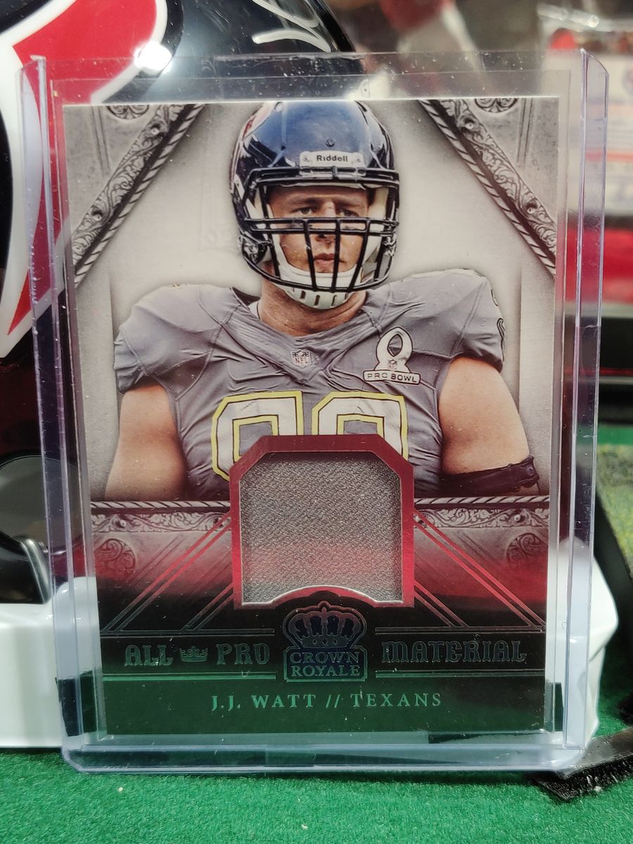 JJ Watt Houston Texans Autographed Mini Helmet Shadowbox w/ Jersey Card & Figure