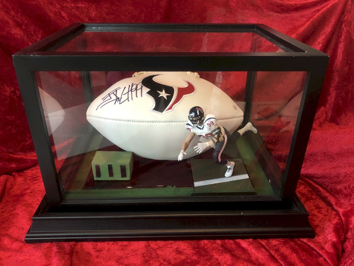 J.J. Watt Texans Certified Authentic Autographed Football Shadowbox