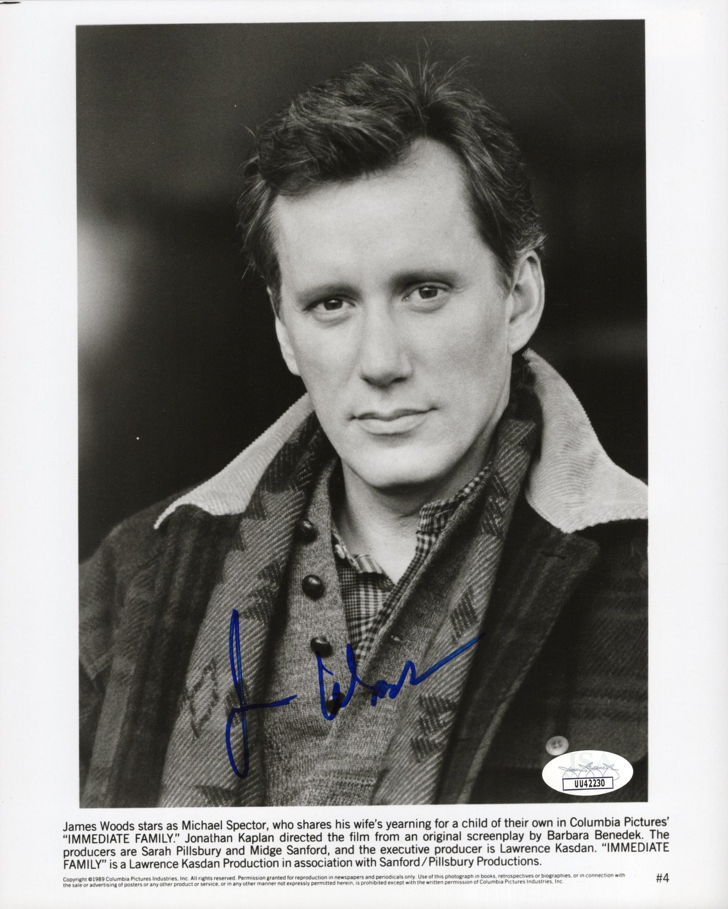 James Woods Signed Movie Promo 8x10 in Immediate Family, JSA and PSA Letter Double Certified Authentic UU42230