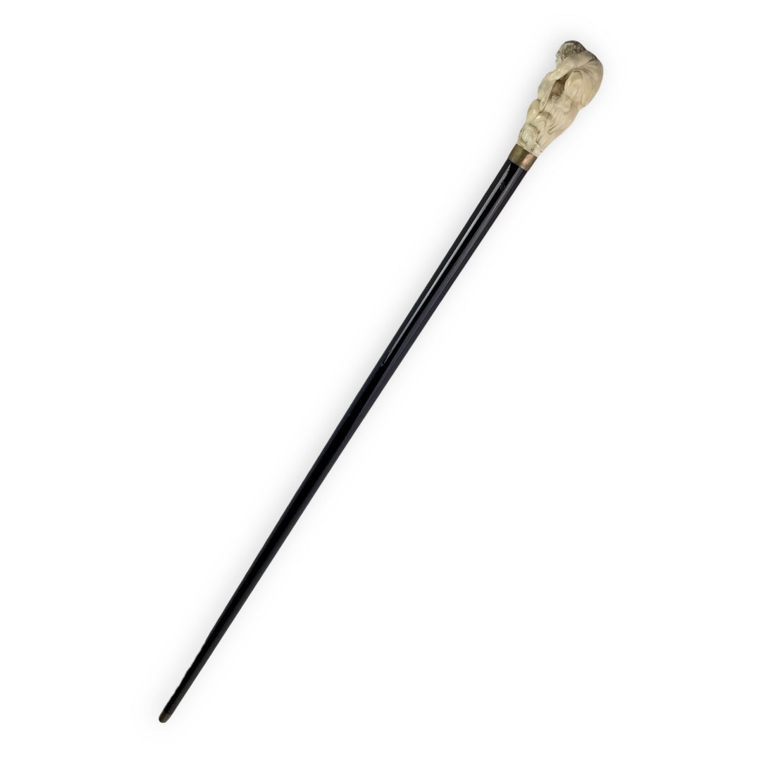 Japanese Ivory Cane with Warrior Fighting Squid Handle