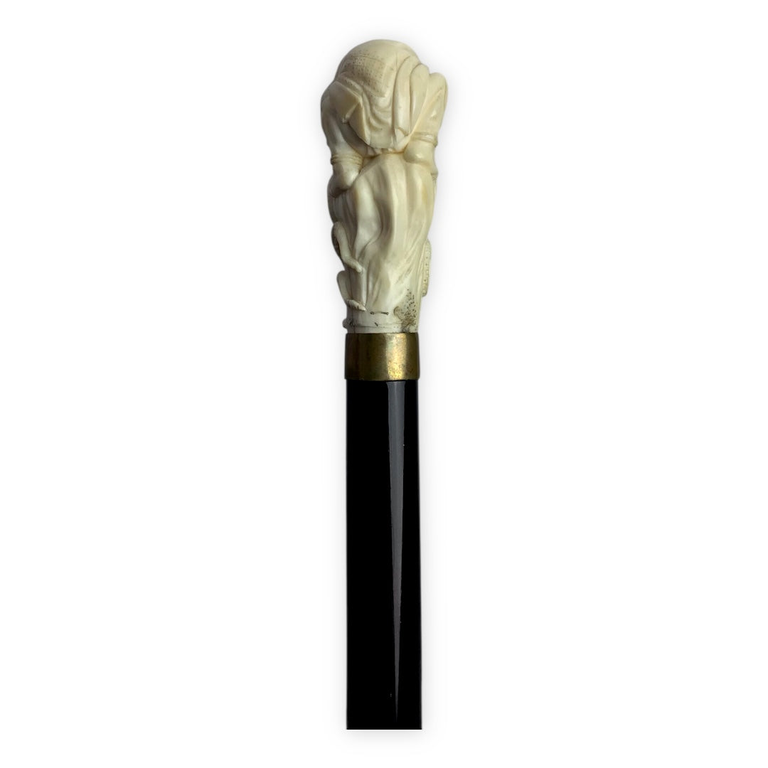 Japanese Ivory Cane with Warrior Fighting Squid Handle
