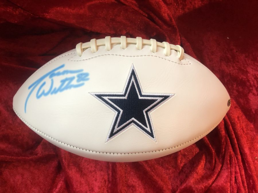 Jason Witten Cowboys Signed Football Patch w/ Card & Action Figure COA