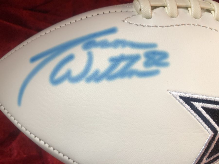 Jason Witten Cowboys Signed Football Patch w/ Card & Action Figure COA
