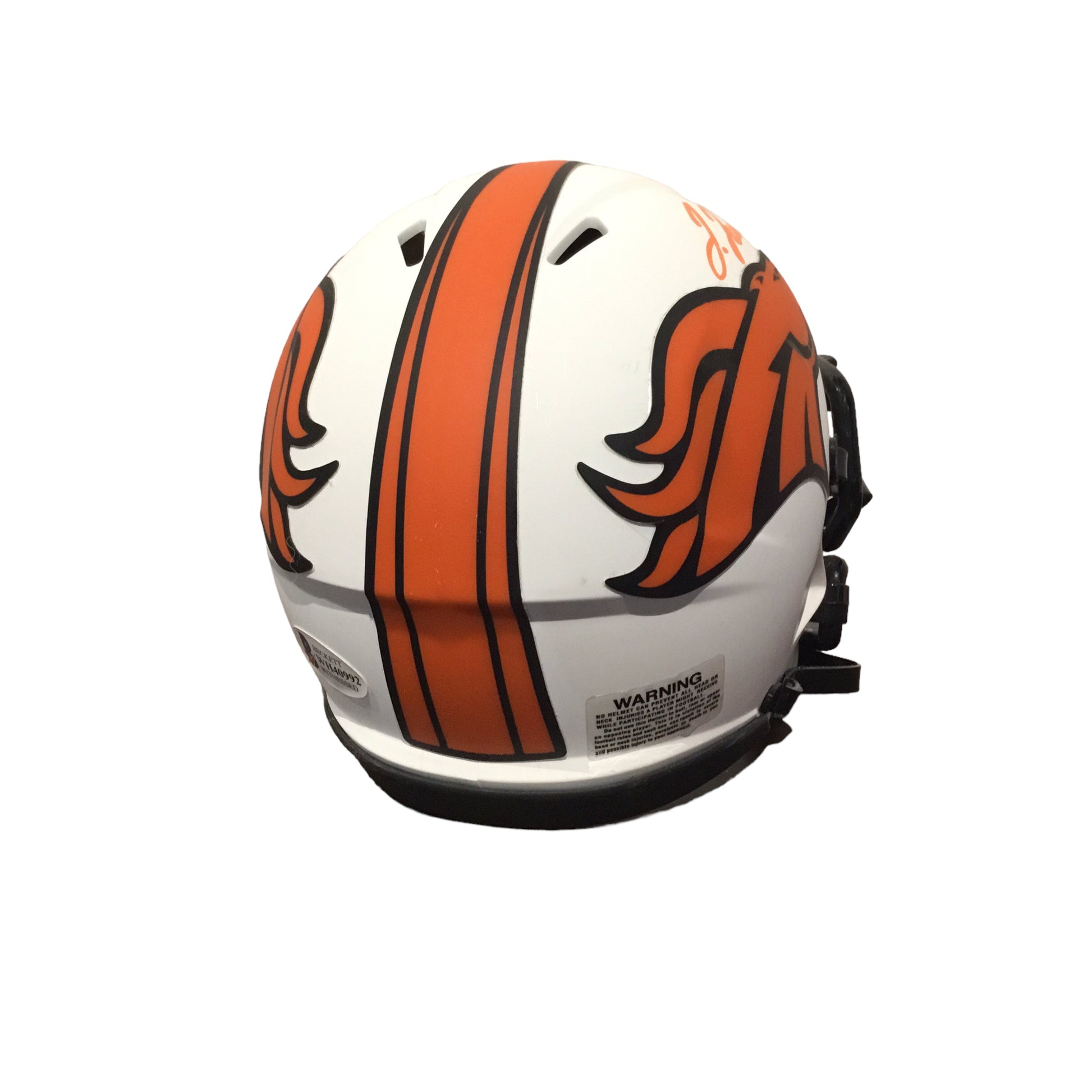Jerry Jeudy Autographed Denver Bronco White Mini Helmet with Beckett Certification