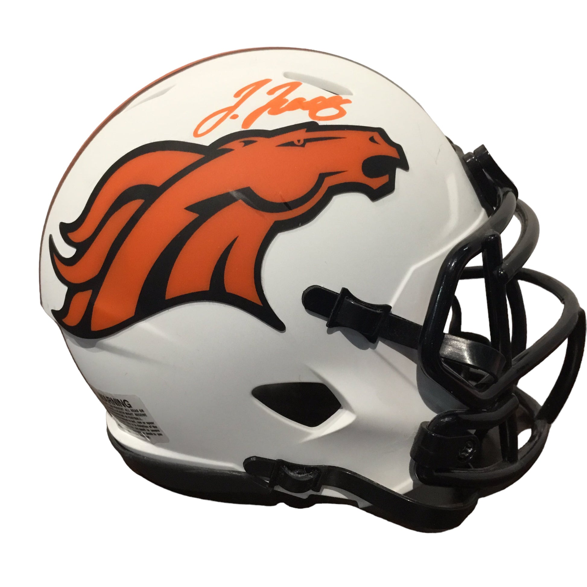 Jerry Jeudy Autographed Denver Bronco White Mini Helmet with Beckett Certification