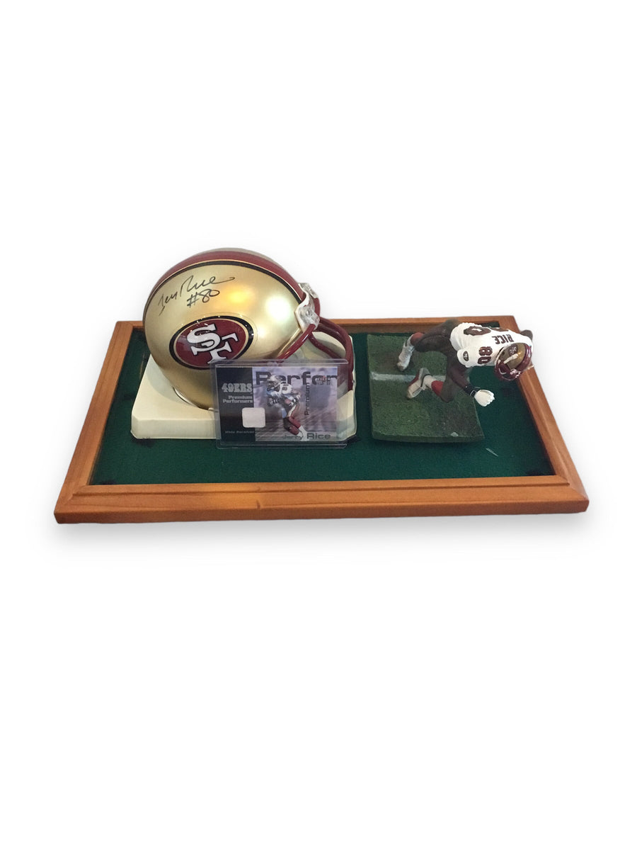 San Francisco 49ers Jerry Rice 80 Mini Helmet Shadowbox W/ 