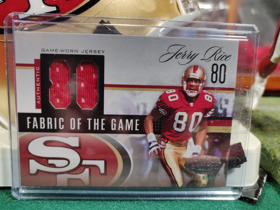 Jerry Rice Autographed Mini Helmet San Francisco 49ers Shadowbox Card & Figure